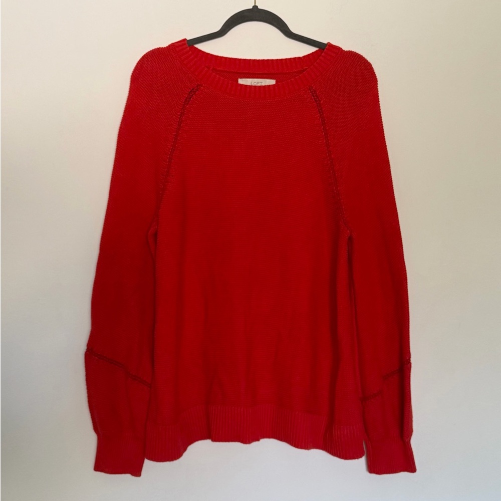 LOFT Red Crew Neck Sweater - L